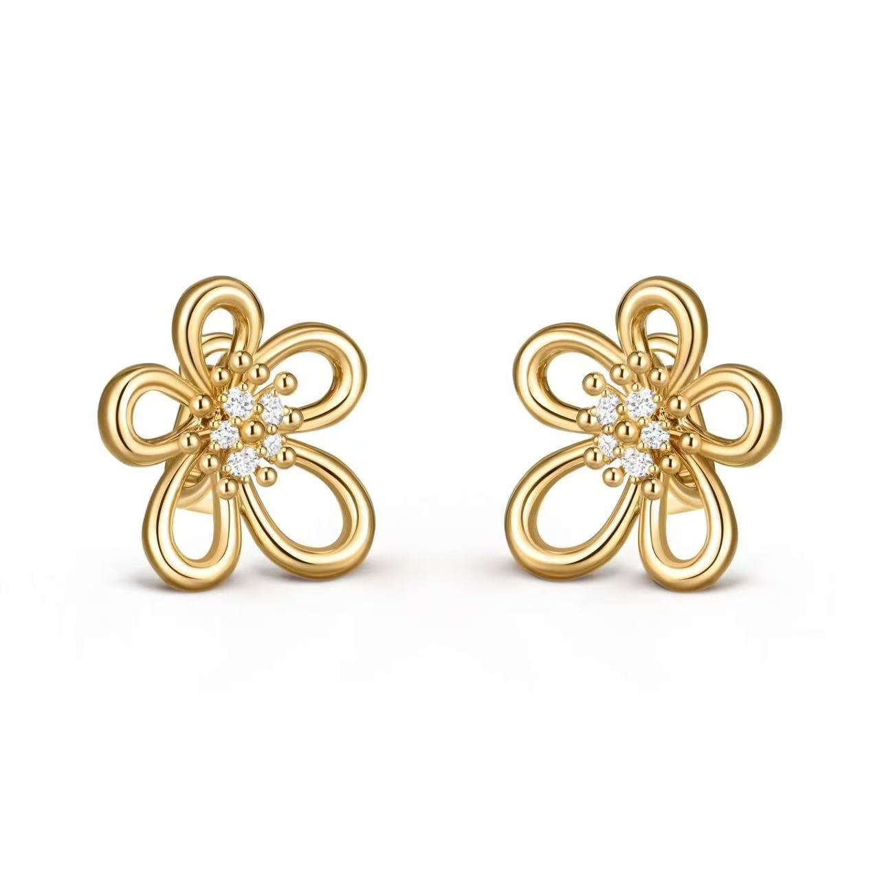Van Cleef & Arpels Style Flower Stud Earrings