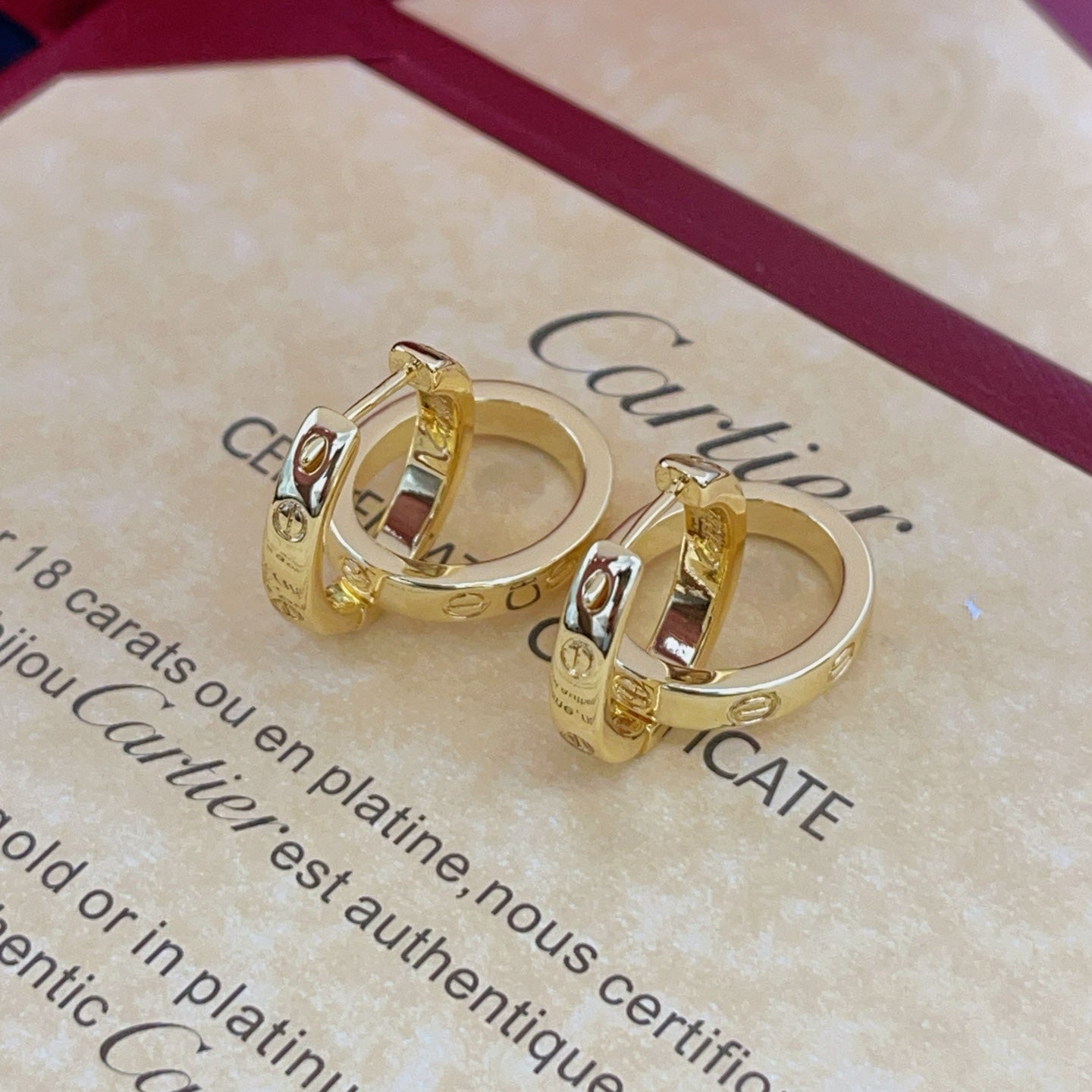 Cartier Gold-Tone Diamond-Set Double-Ring Earrings