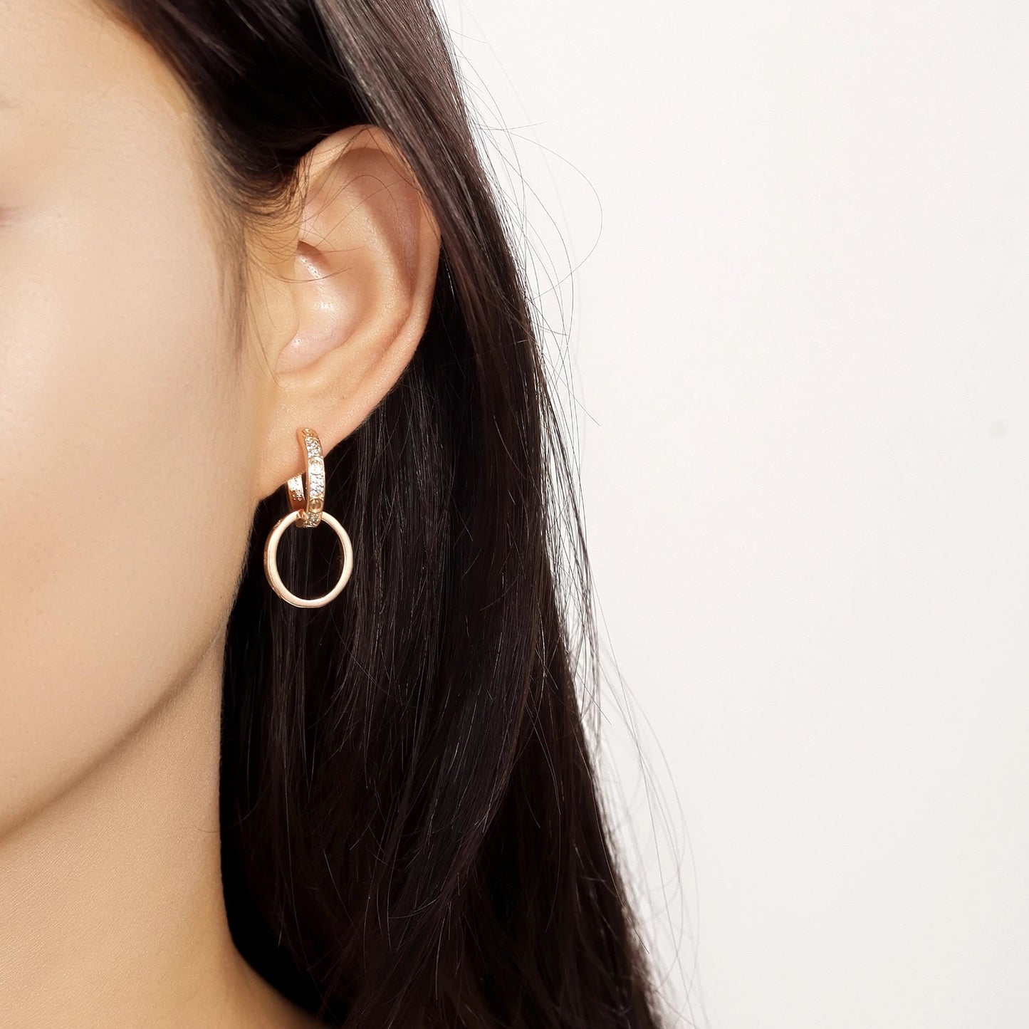 Cartier Gold-Tone Diamond-Set Double-Ring Earrings
