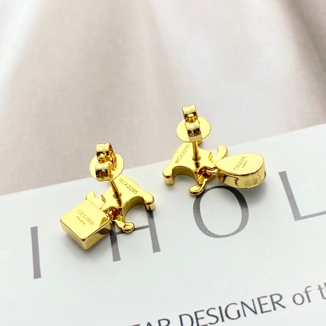 CELINE Crystal Triomphe Earrings