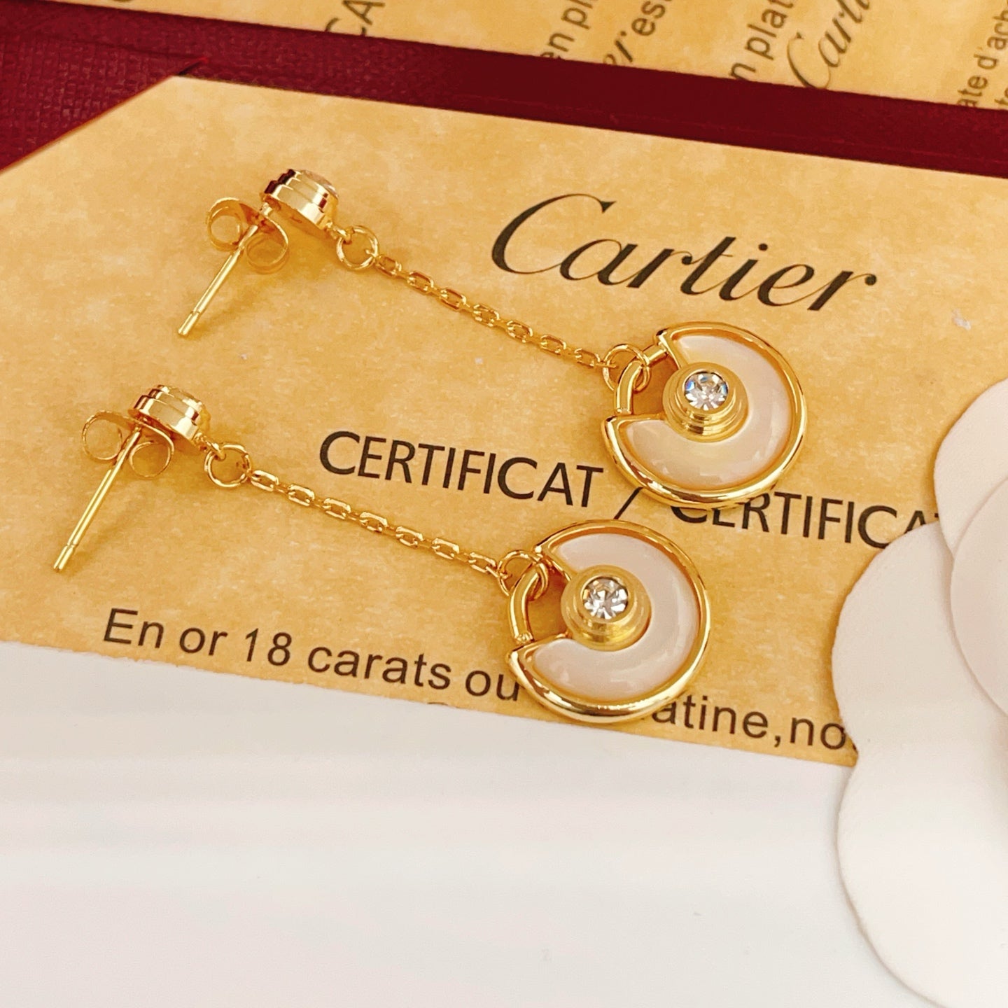 Cartier Tassel Mother-of-Pearl Amulet Stud Earrings