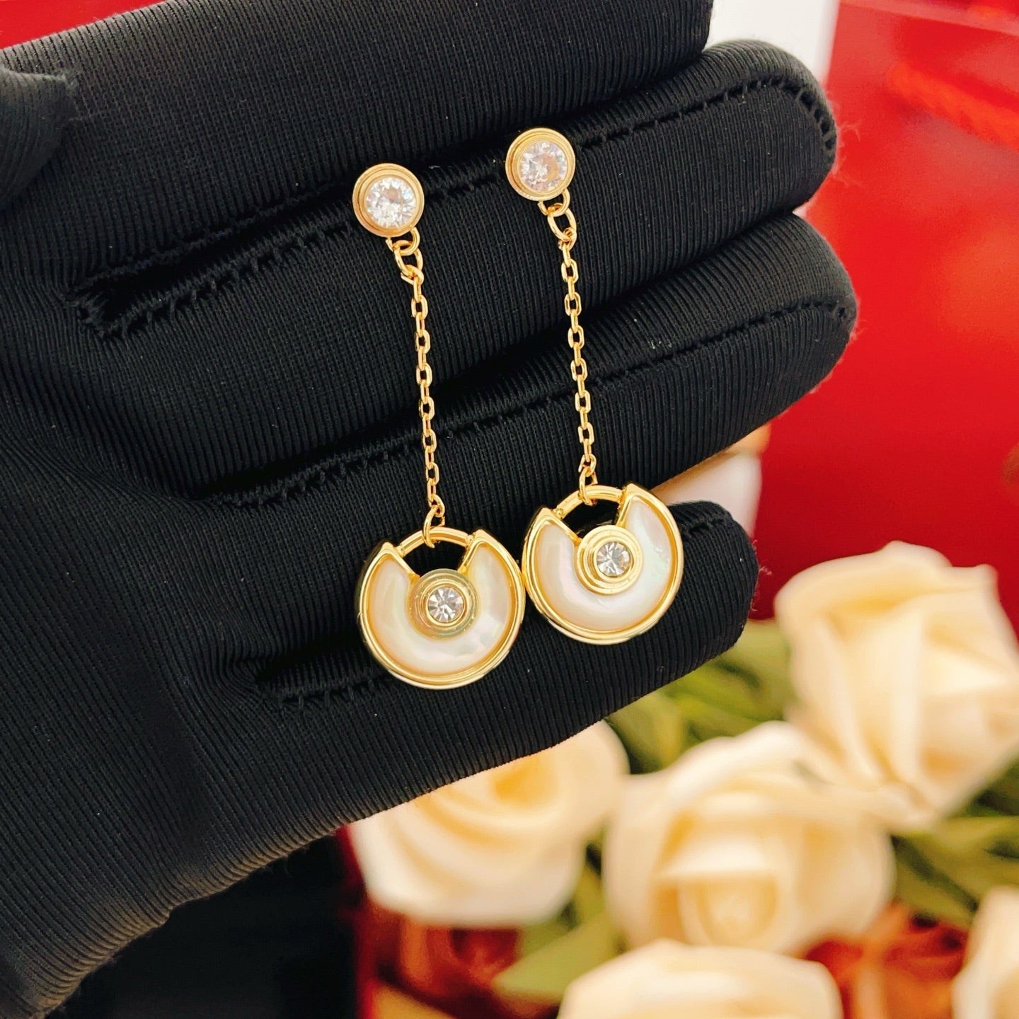 Cartier Tassel Mother-of-Pearl Amulet Stud Earrings