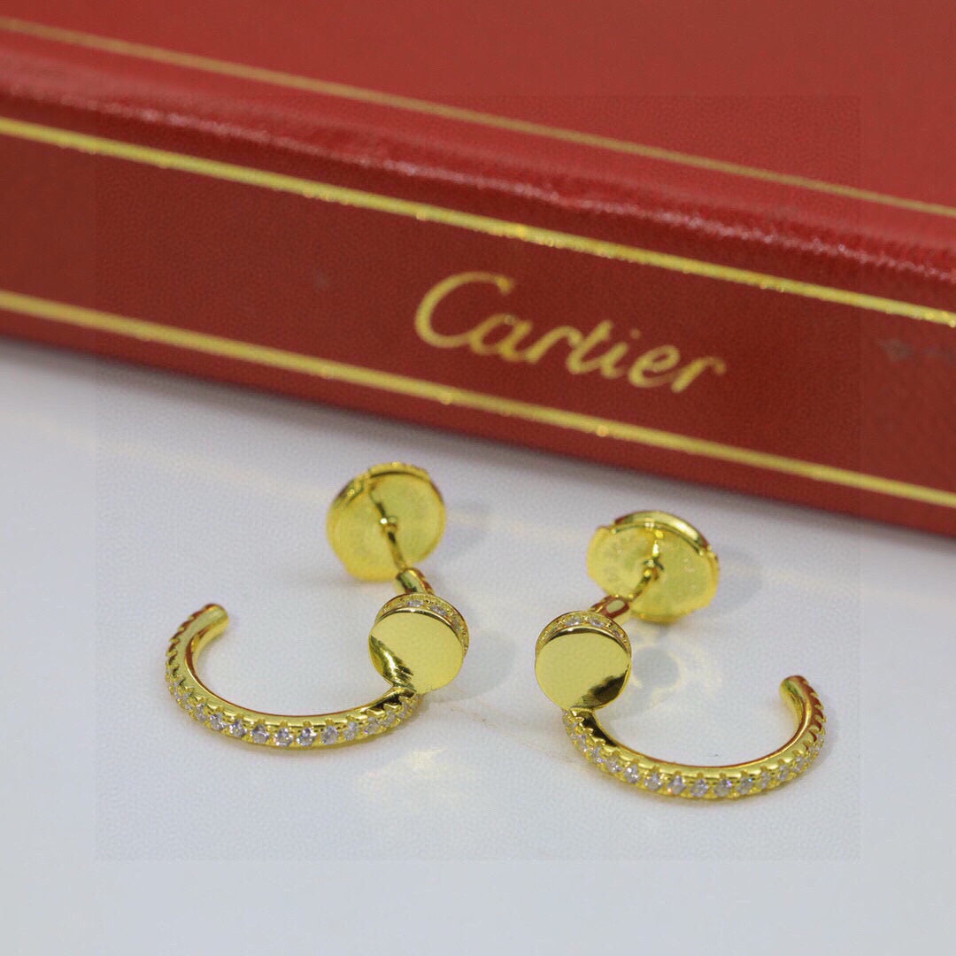 Cartier-Style Pavé-Set Nail Stud Earrings