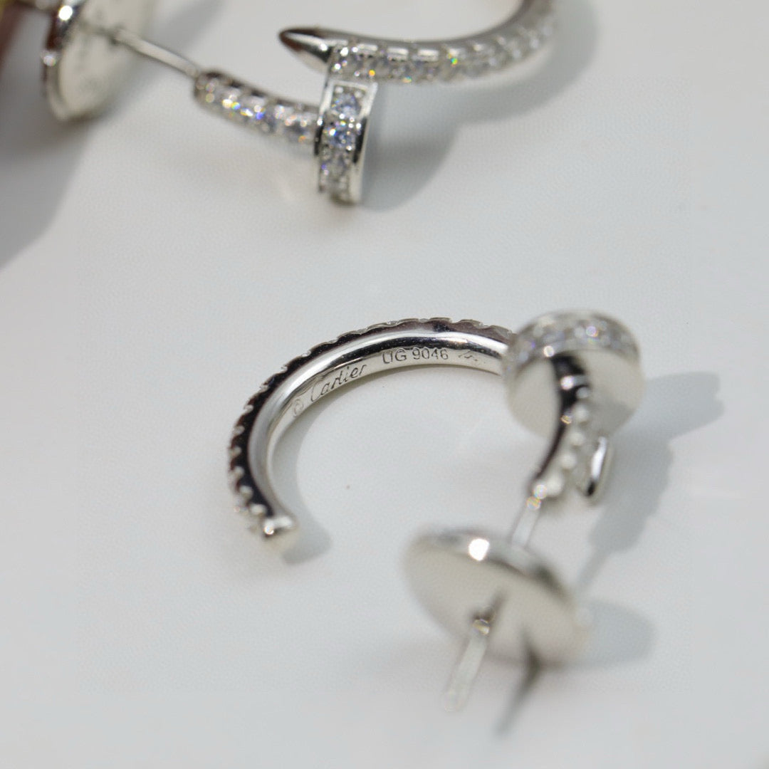 Cartier-Style Pavé-Set Nail Stud Earrings