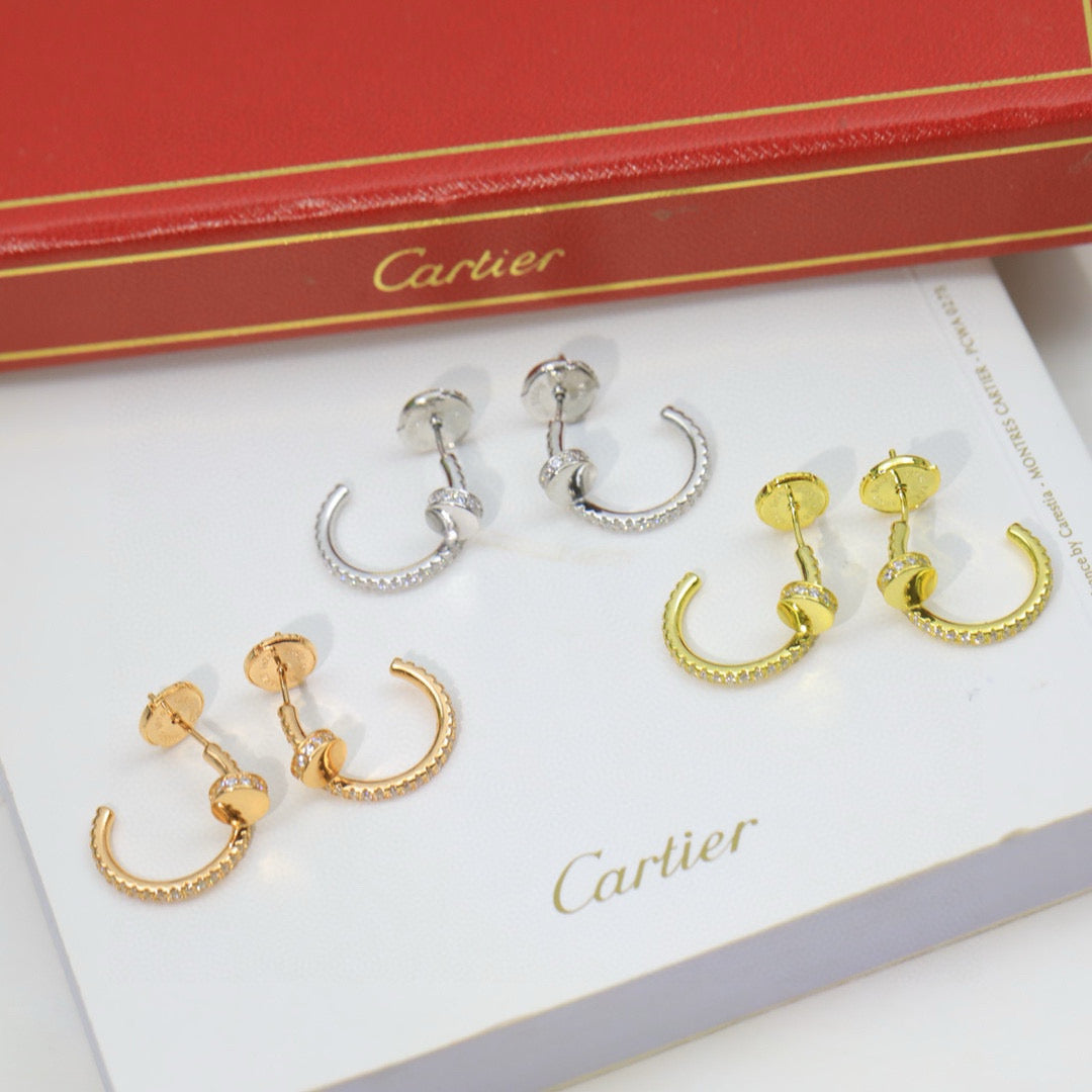 Cartier-Style Pavé-Set Nail Stud Earrings