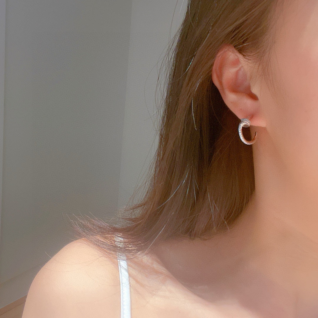 Cartier-Style Pavé-Set Nail Stud Earrings