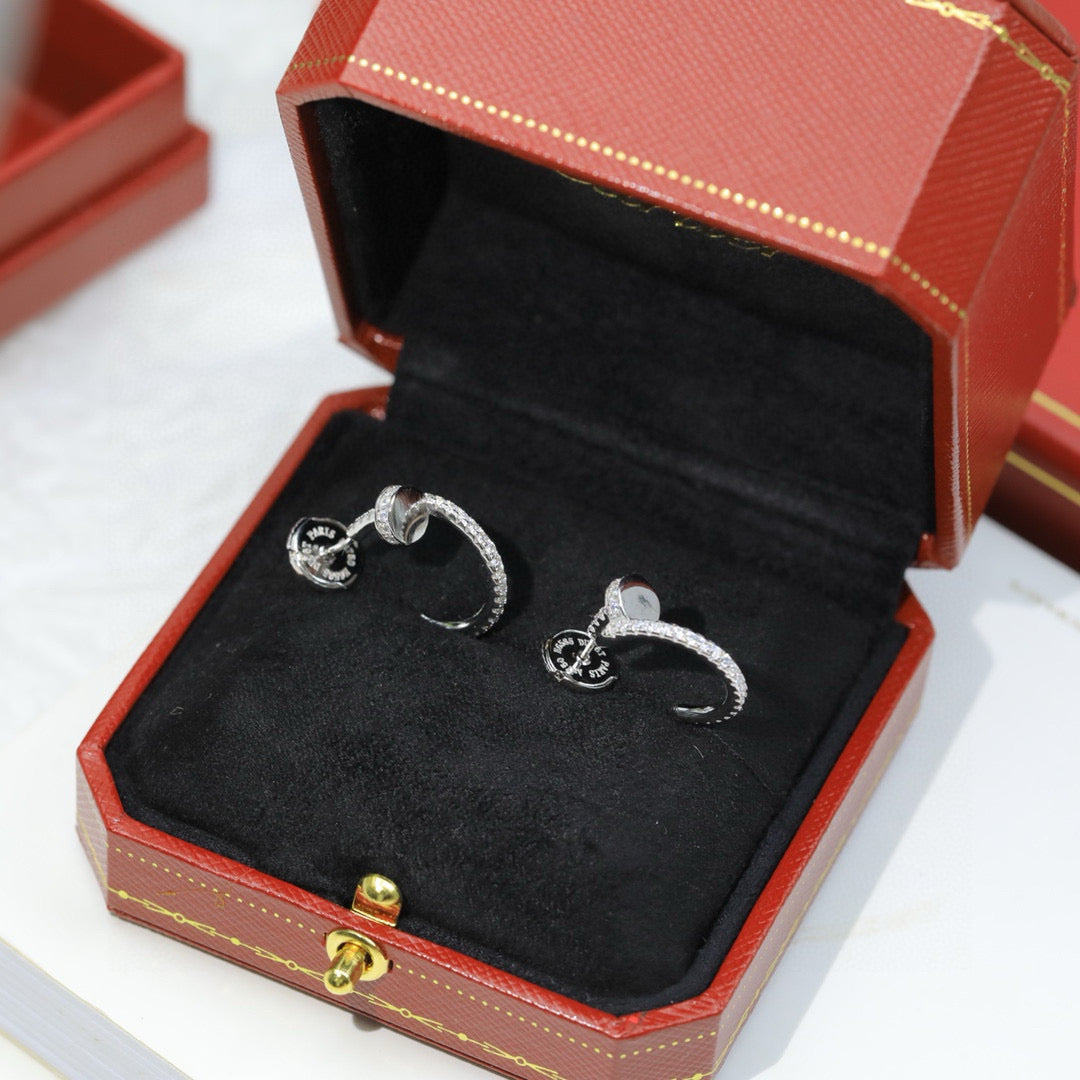 Cartier-Style Pavé-Set Nail Stud Earrings