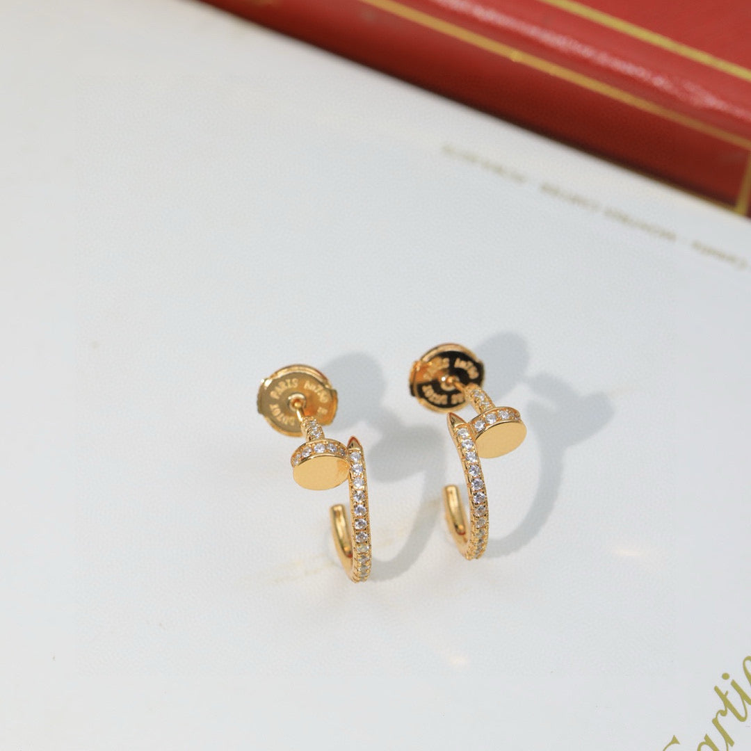 Cartier-Style Pavé-Set Nail Stud Earrings