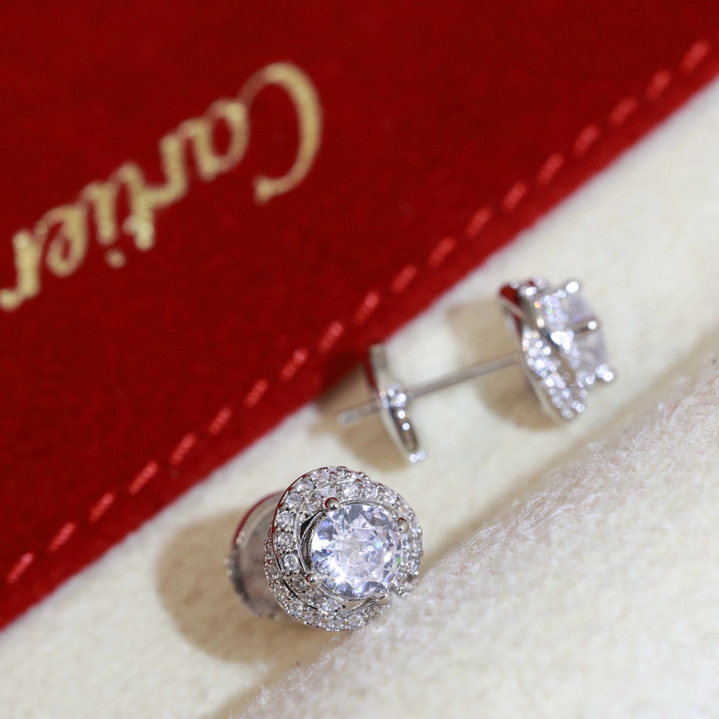 Cartier-style Single-Stone Nail Stud Earrings
