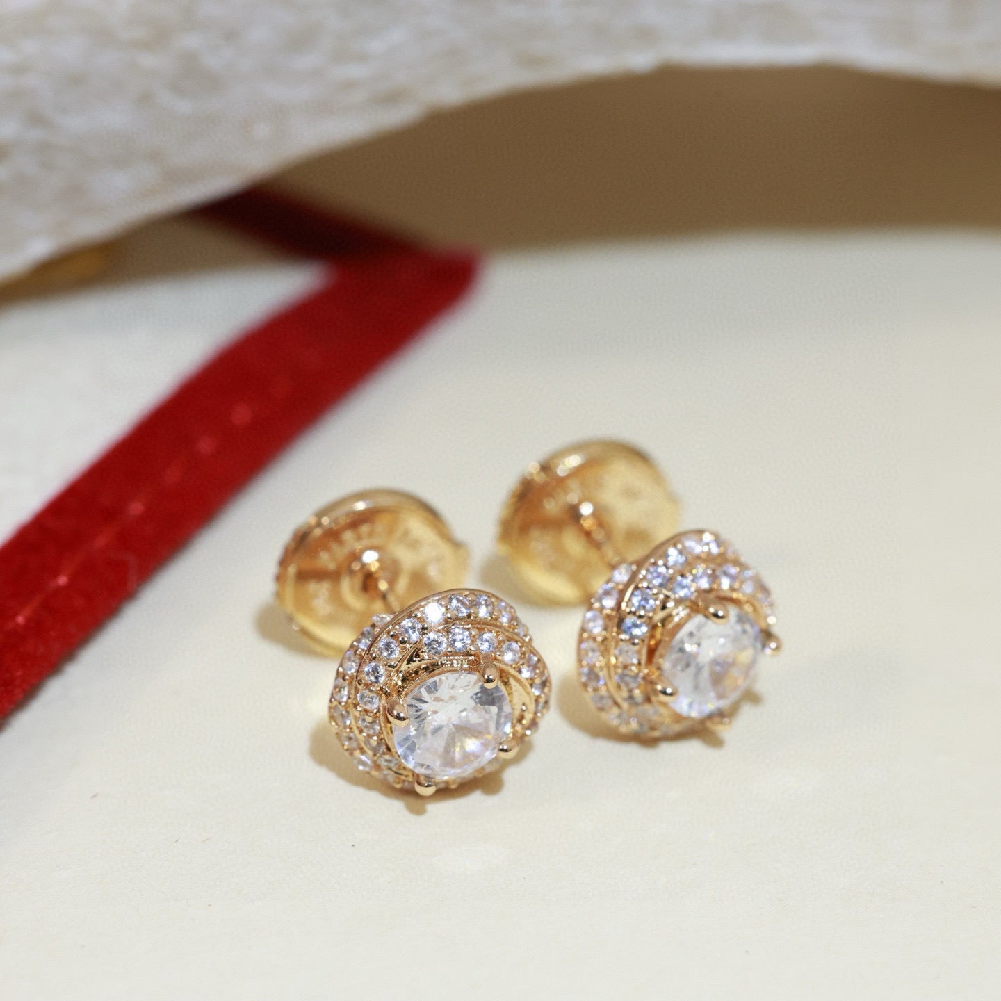 Cartier-style Single-Stone Nail Stud Earrings