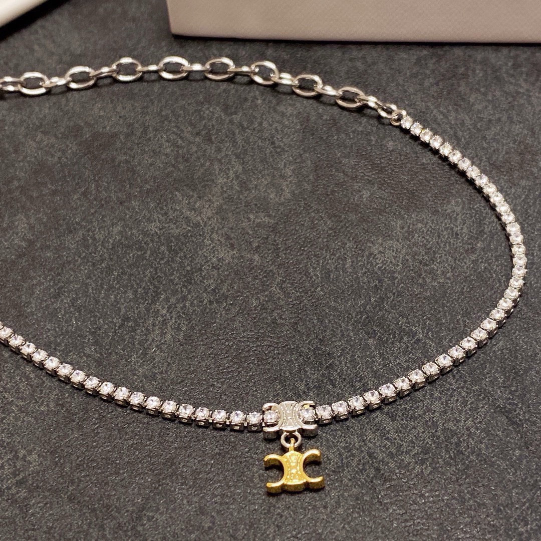 CELINE Crystal Triomphe Necklace
