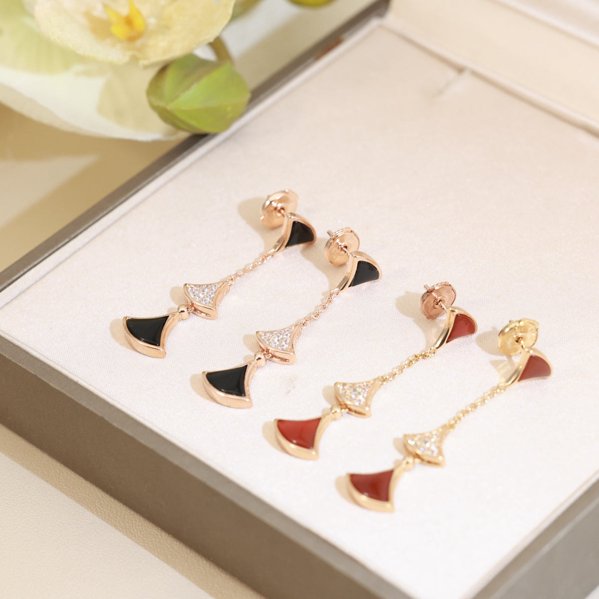 BVLGARI 925 Silver Crystal Earrings