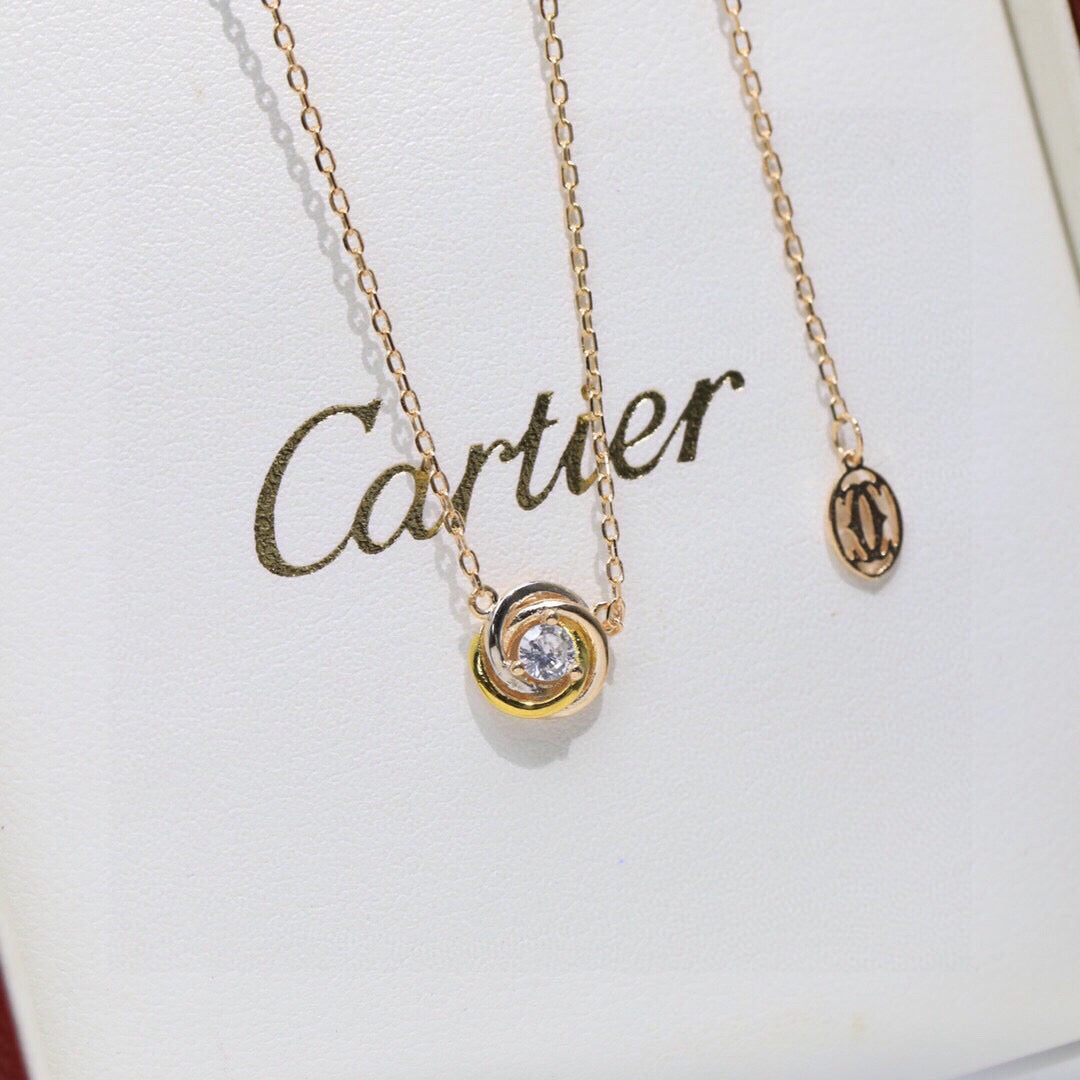 Cartier-Style Tri-Color Three-Ring Necklace