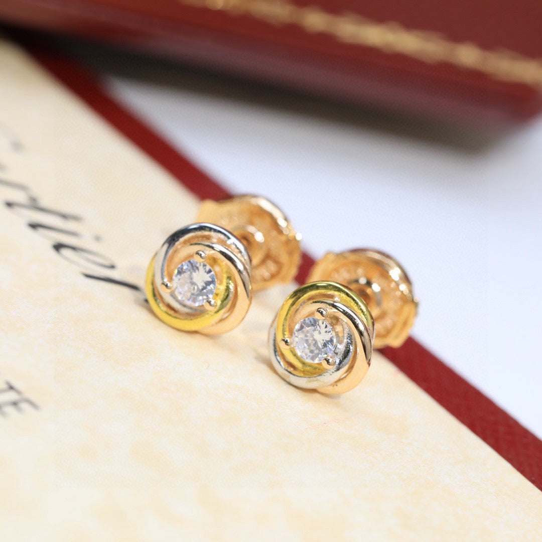 Cartier Tri-Color Stud Earrings