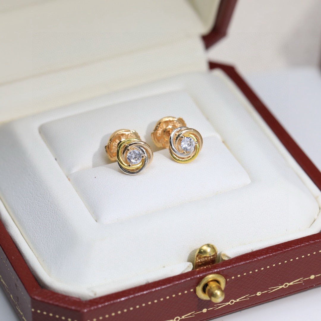 Cartier Tri-Color Stud Earrings