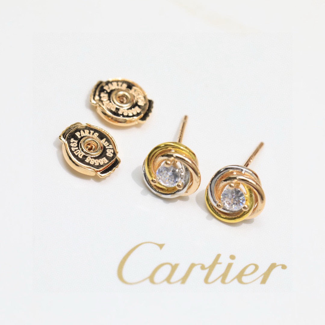 Cartier Tri-Color Stud Earrings