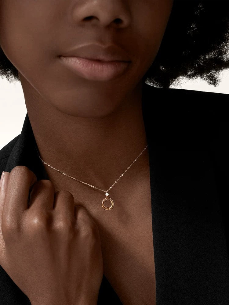 Cartier Single-Diamond Tri-Color Ring Necklace