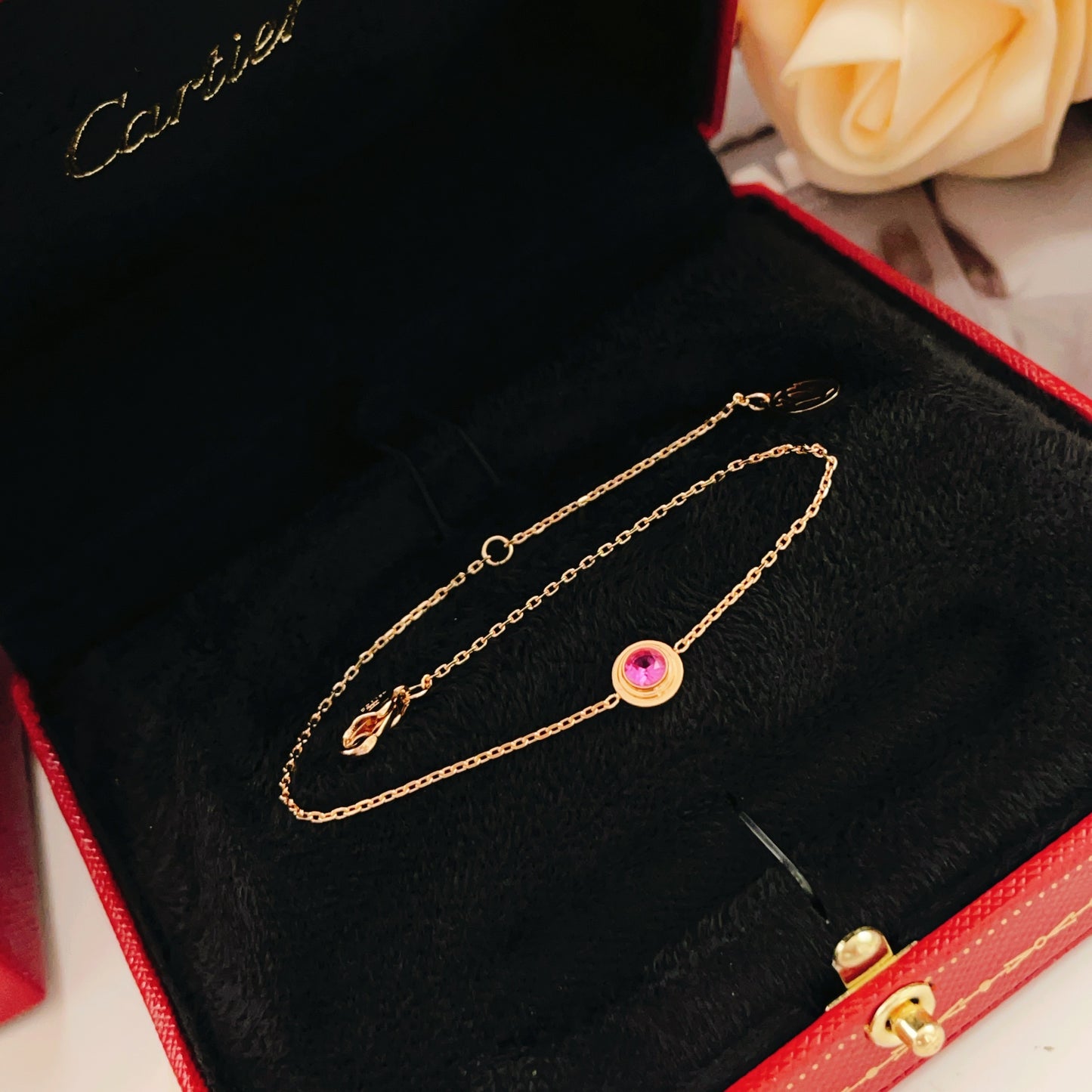 Cartier Rose Gold & Purple-Red Gemstone Bracelet