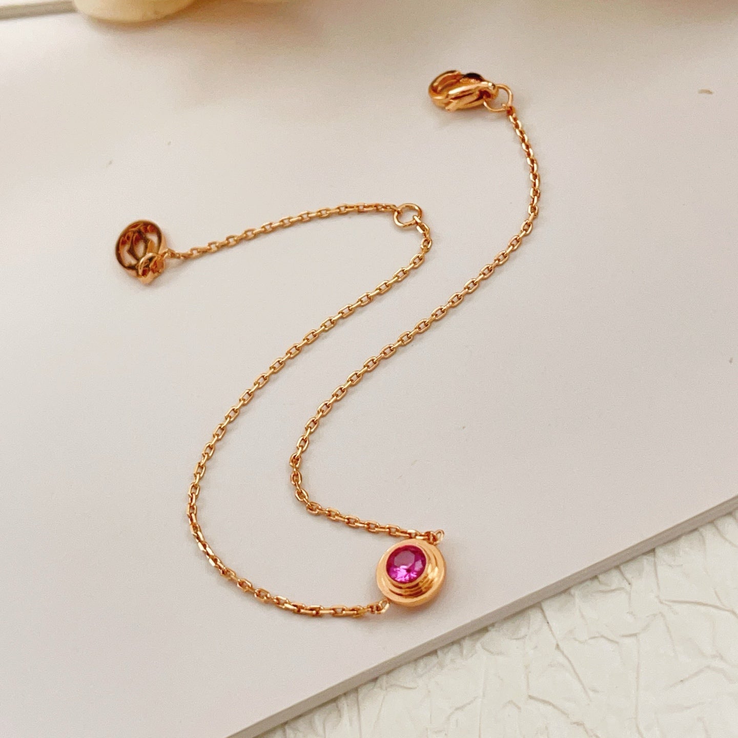 Cartier Rose Gold & Purple-Red Gemstone Bracelet