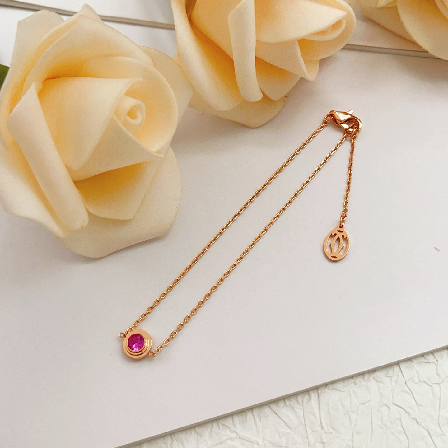 Cartier Rose Gold & Purple-Red Gemstone Bracelet