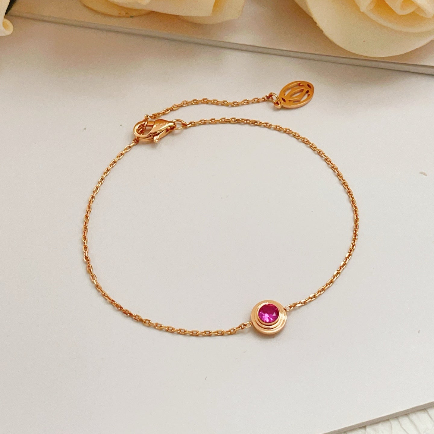 Cartier Rose Gold & Purple-Red Gemstone Bracelet