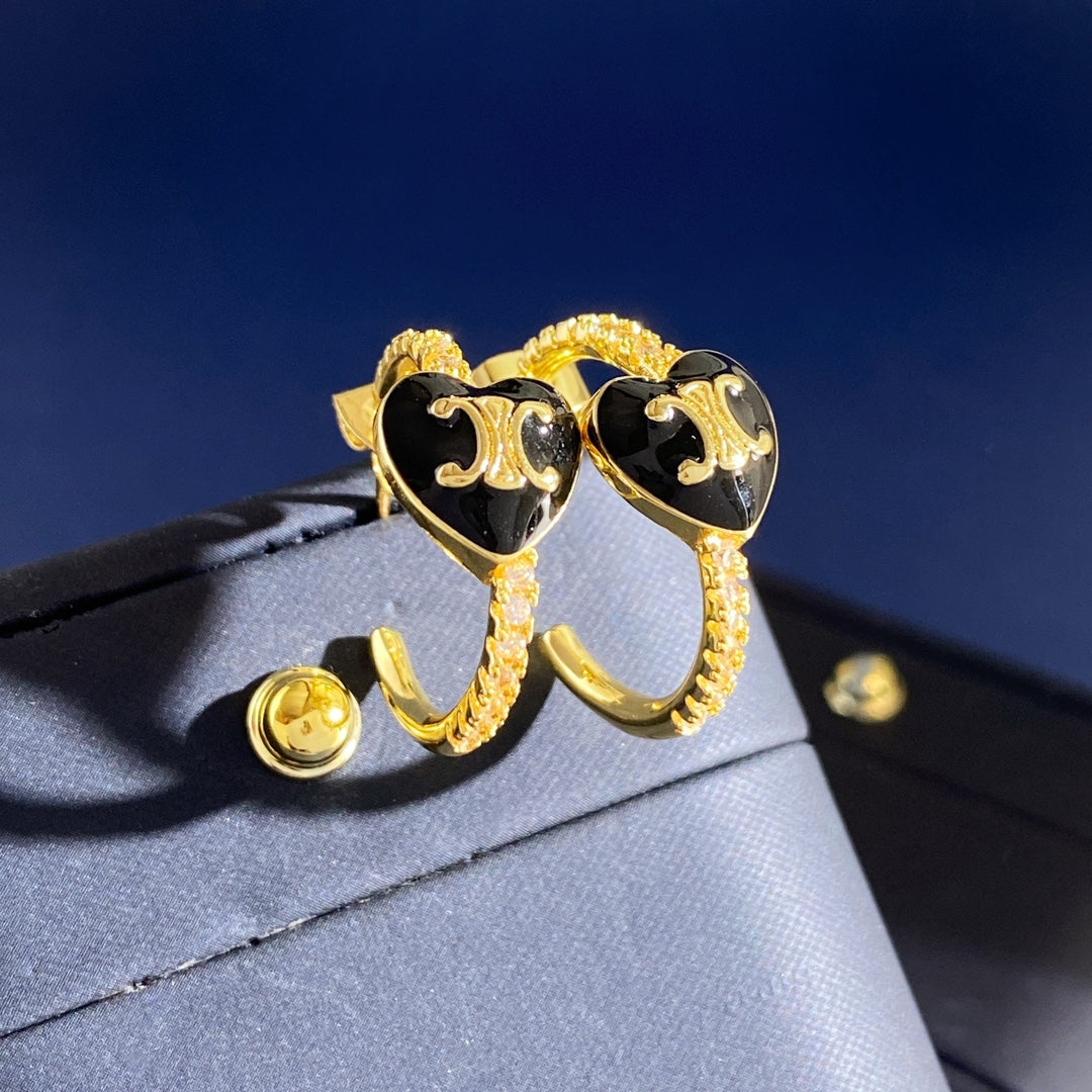 CELINE Brass Crystal Earrings