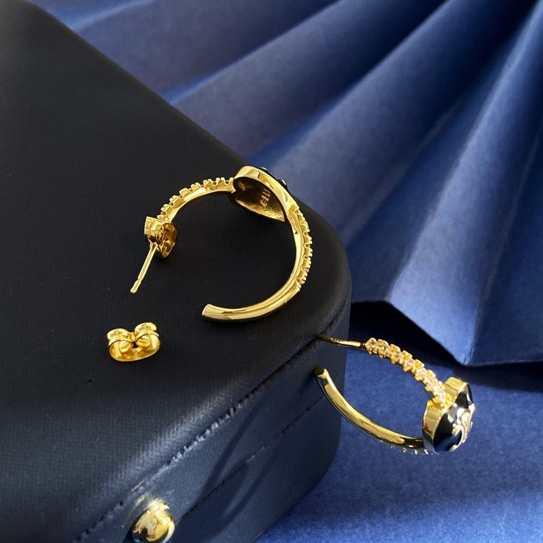 CELINE Brass Crystal Earrings