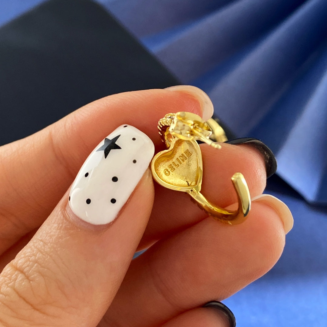 CELINE Brass Crystal Earrings