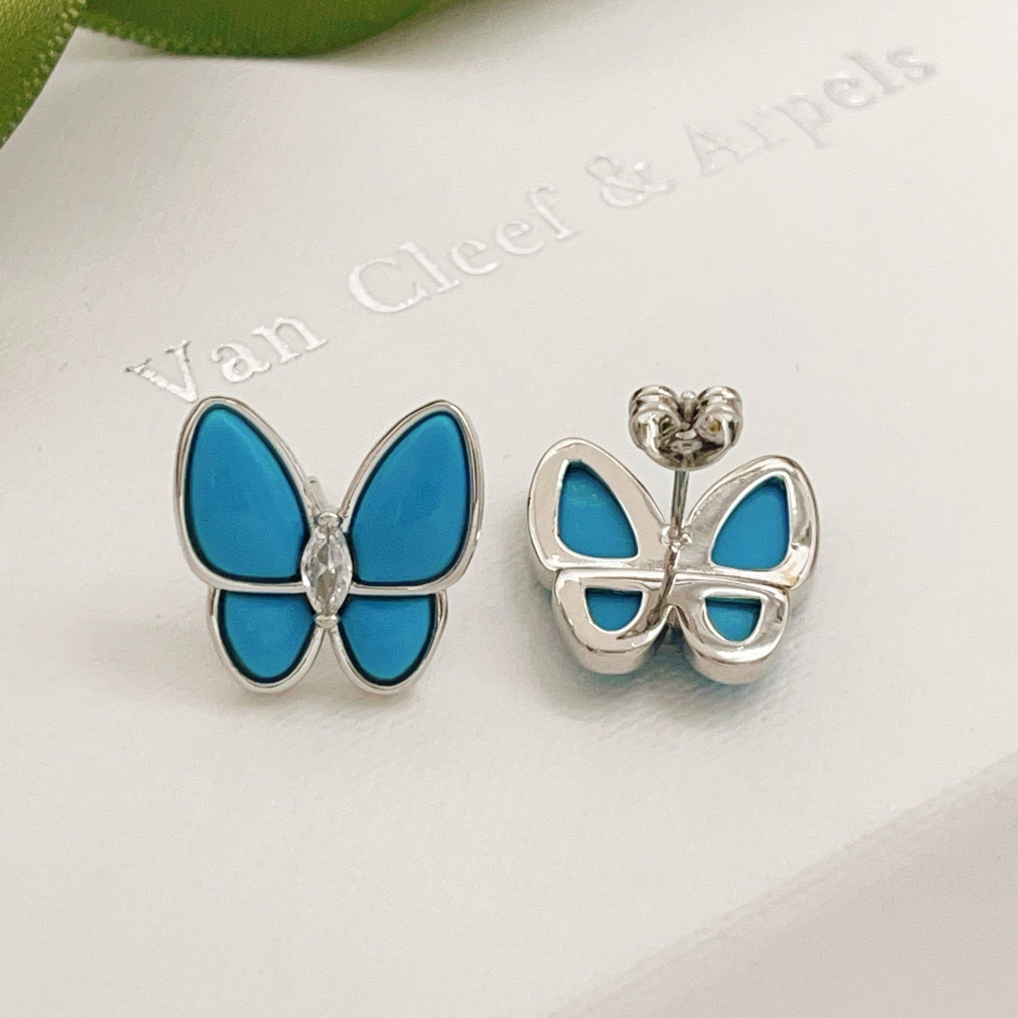 Van Cleef & Arpels Blue Butterfly Stud Earrings