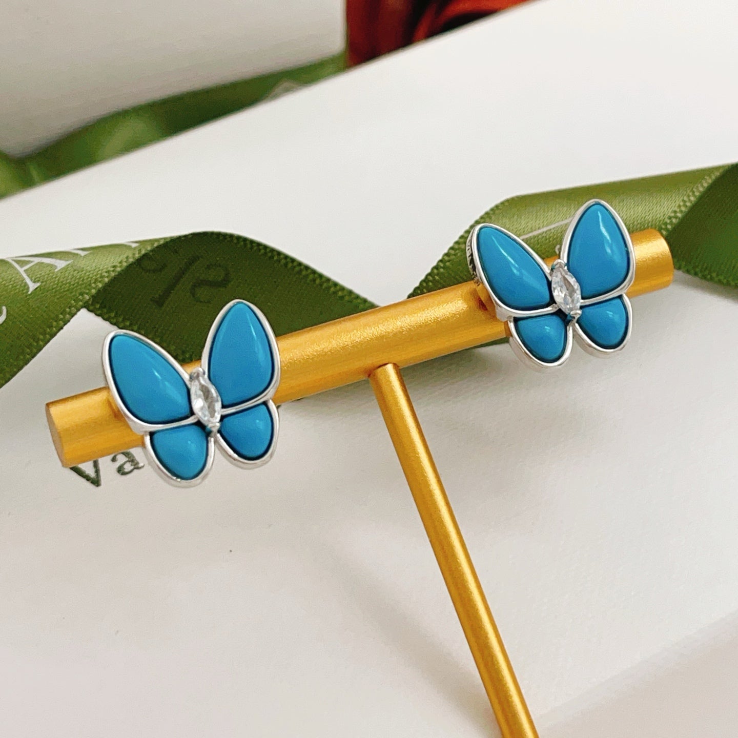 Van Cleef & Arpels Blue Butterfly Stud Earrings