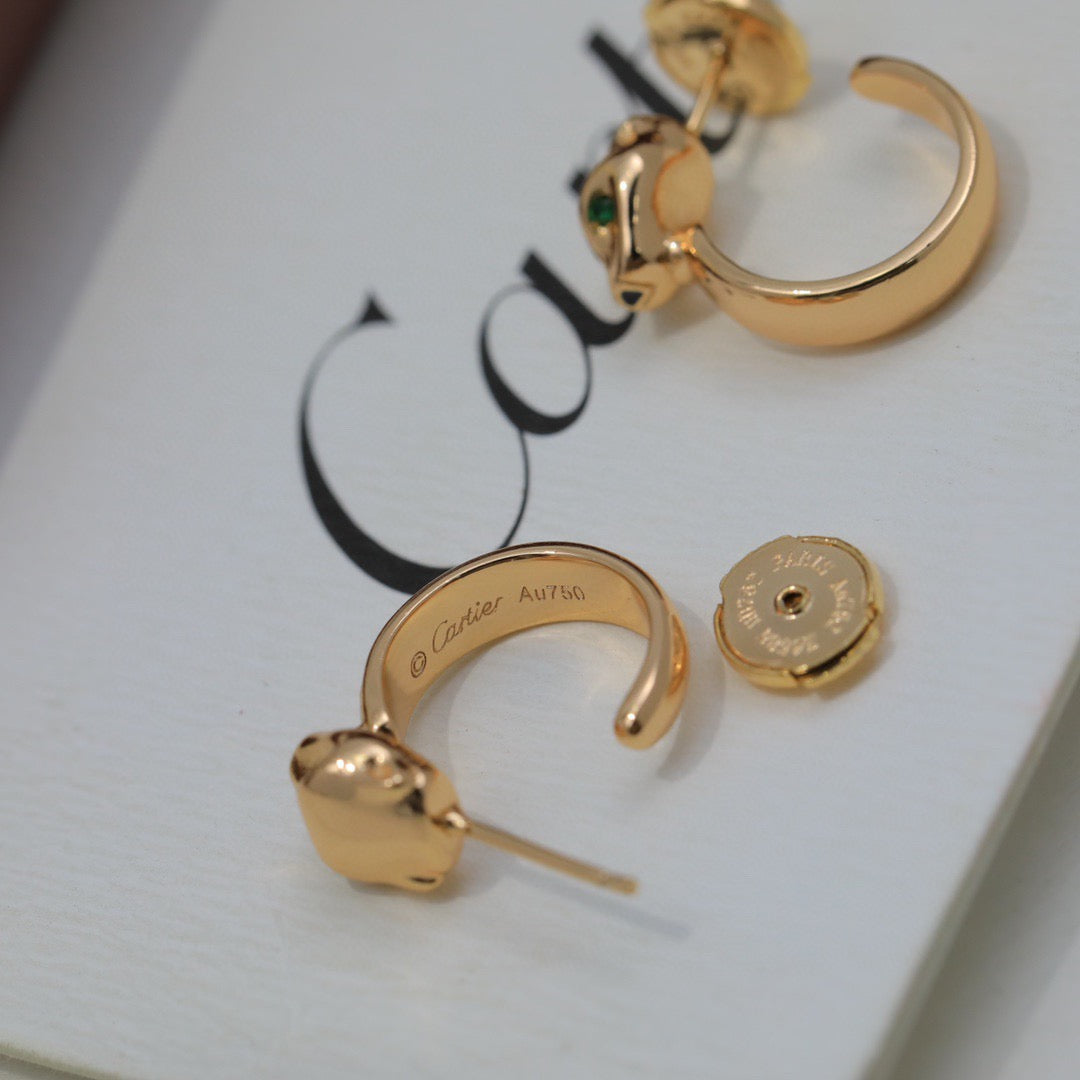 Cartier-Style Panther Head Stud Earrings