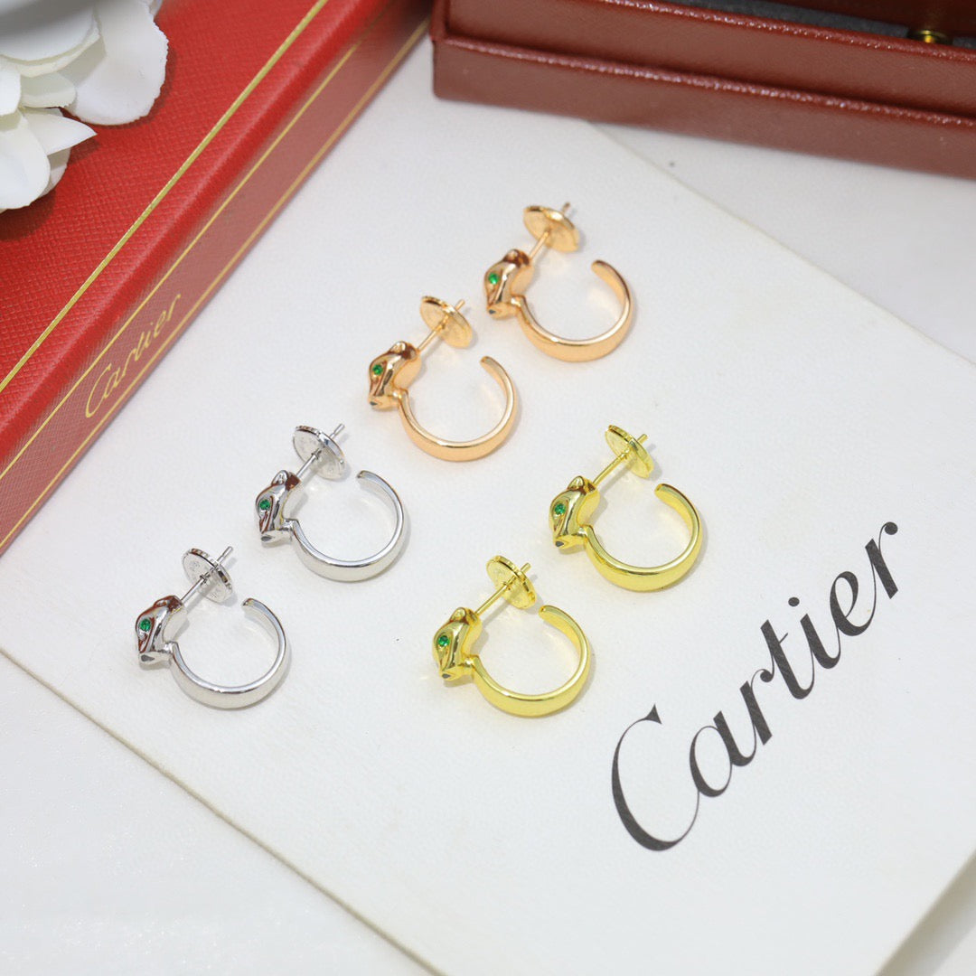 Cartier-Style Panther Head Stud Earrings