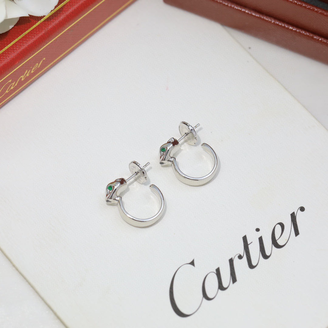 Cartier-Style Panther Head Stud Earrings