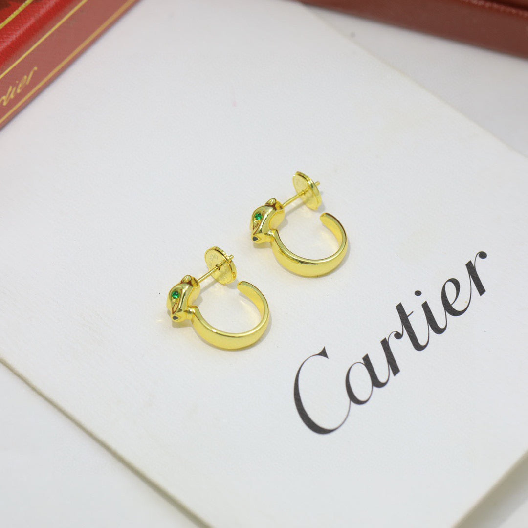 Cartier-Style Panther Head Stud Earrings