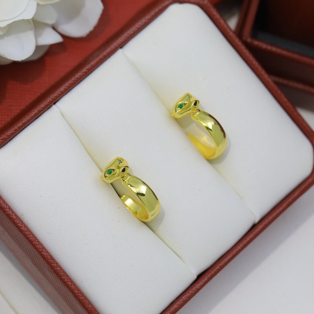 Cartier-Style Panther Head Stud Earrings
