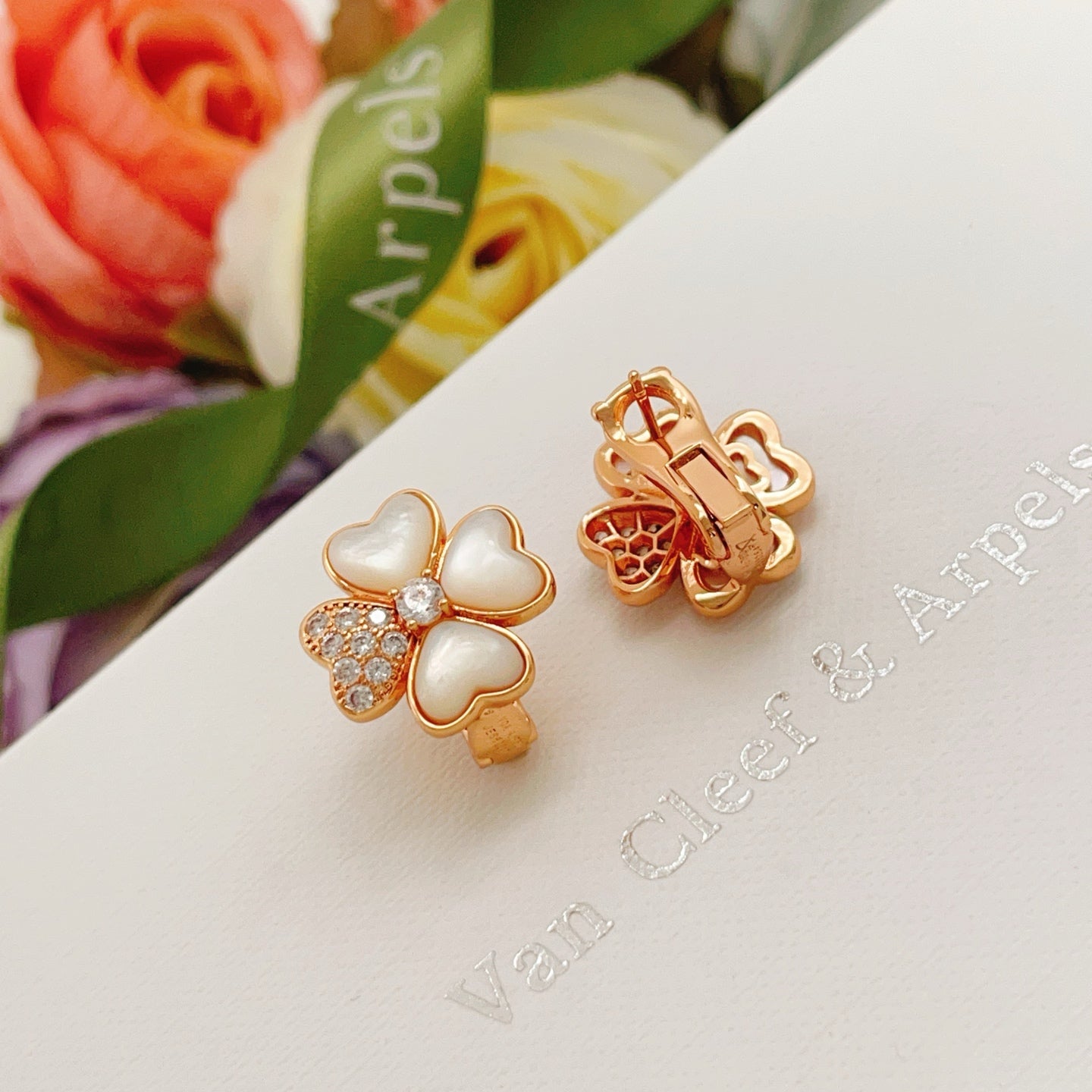 Van Cleef & Arpels-style Clover Stud Earrings