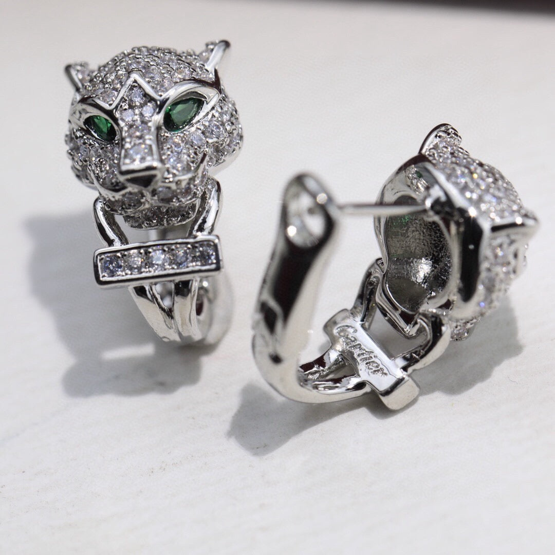 Cartier-Style Panther Head Stud Earrings