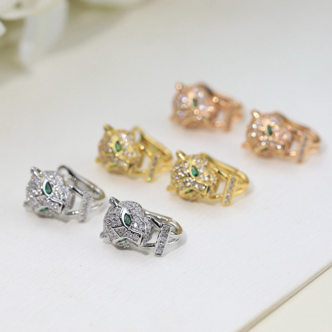 Cartier-Style Panther Head Stud Earrings