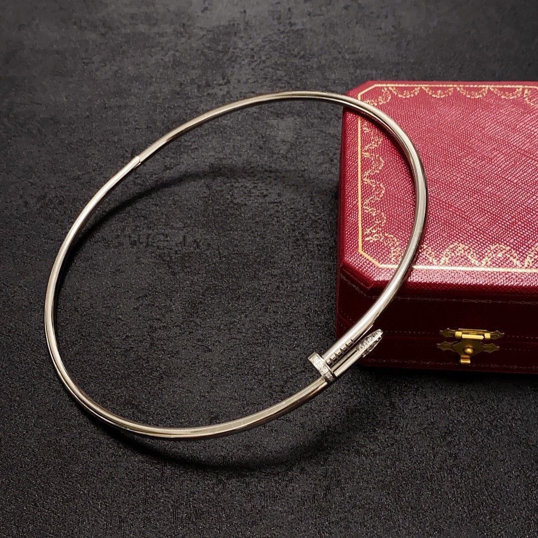 Cartier-Style Nail Collar Necklace with Diamonds