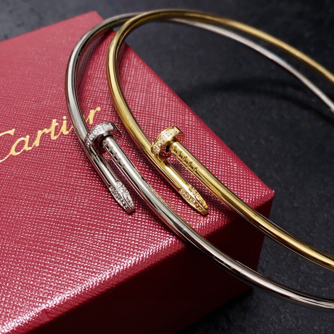 Cartier-Style Nail Collar Necklace with Diamonds