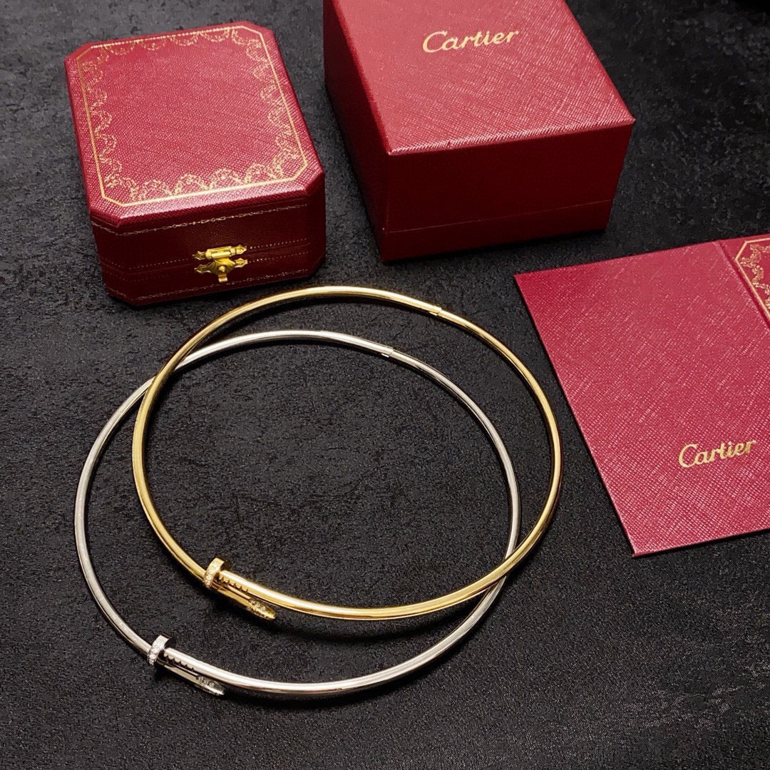 Cartier-Style Nail Collar Necklace with Diamonds