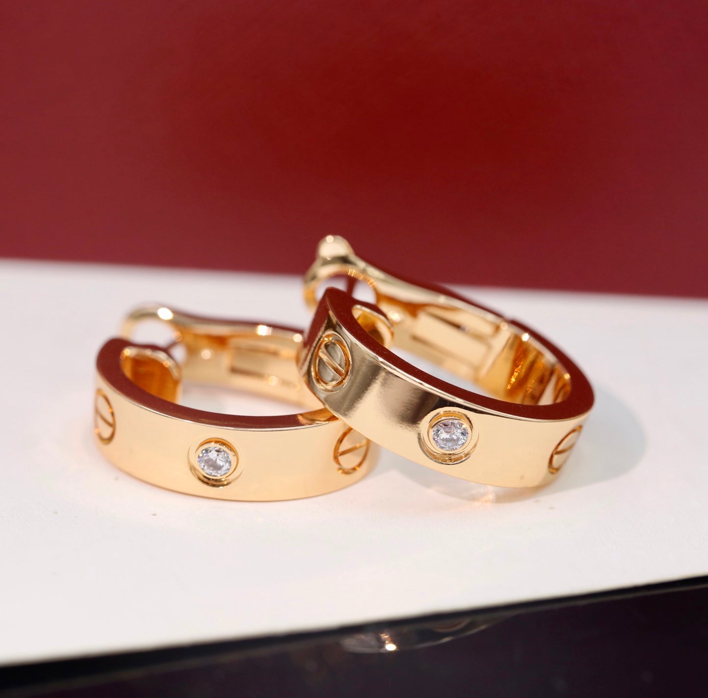 Cartier-Style Single-Diamond Clip-On Earrings