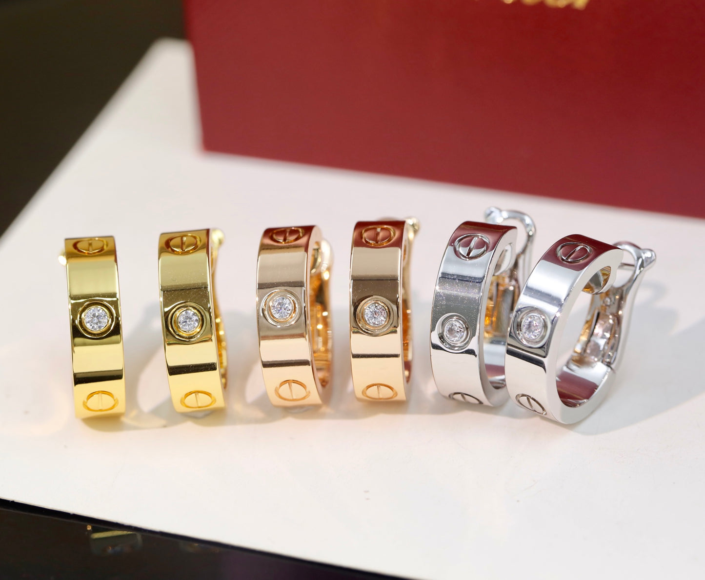 Cartier-Style Single-Diamond Clip-On Earrings