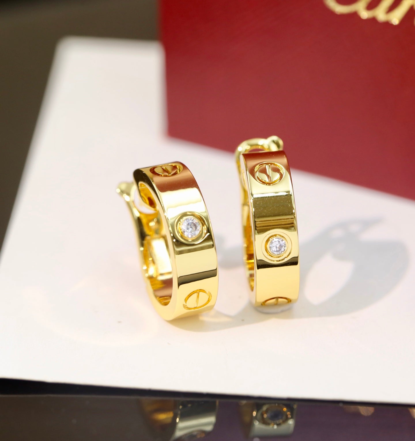 Cartier-Style Single-Diamond Clip-On Earrings