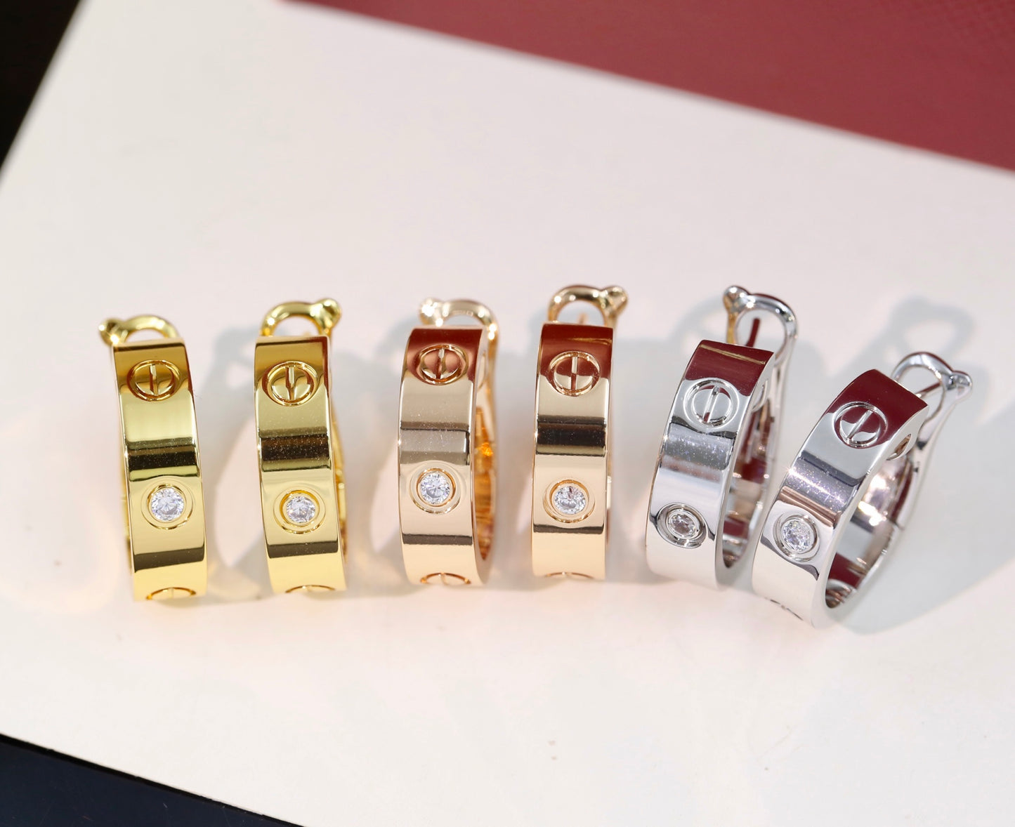 Cartier-Style Single-Diamond Clip-On Earrings