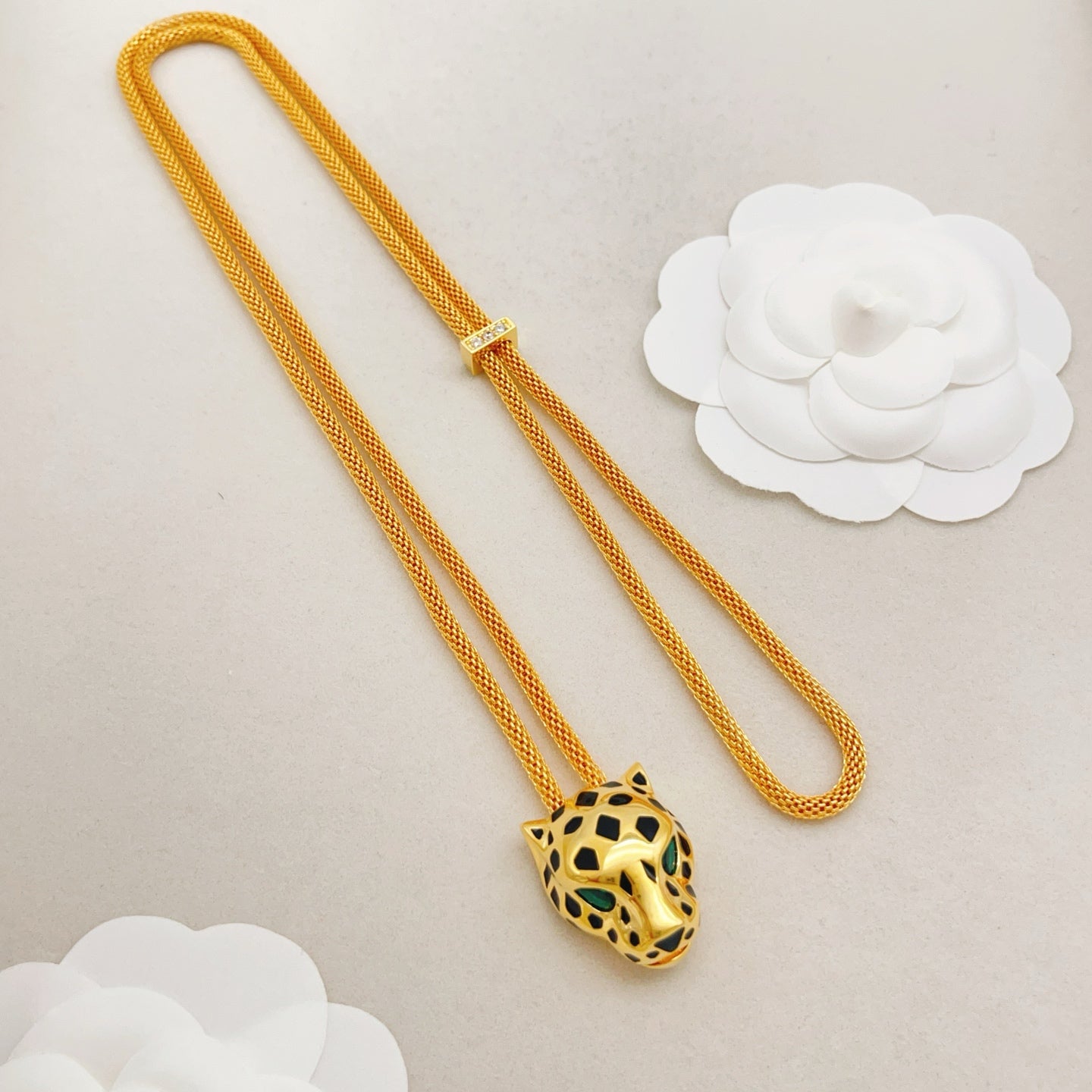 Cartier Thick-Cord Panther Necklace