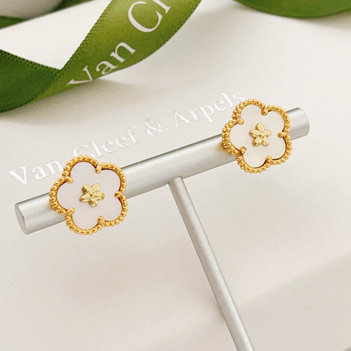 Van Cleef & Arpels Style Floral Stud Earrings