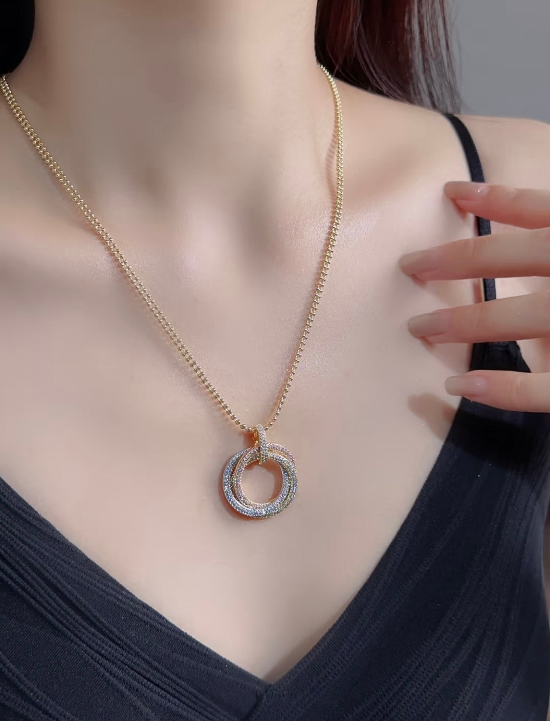 Cartier-Style Three-Ring Necklace