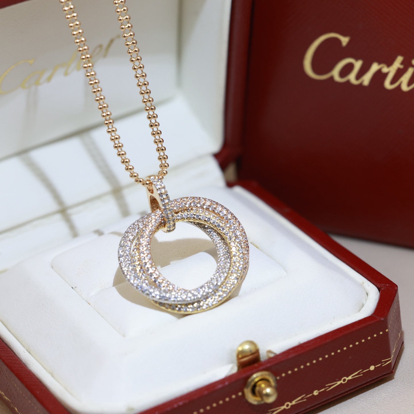 Cartier-Style Three-Ring Necklace