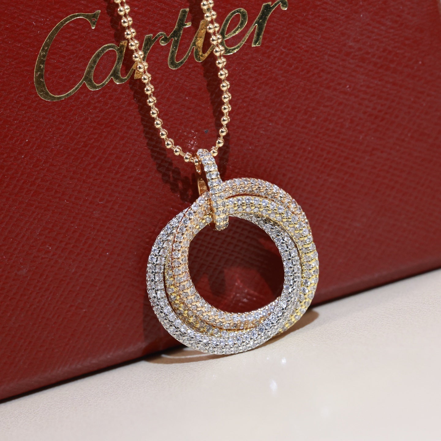 Cartier-Style Three-Ring Necklace